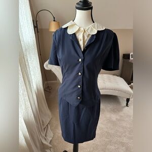 blue simple retro set size XS, New never worn